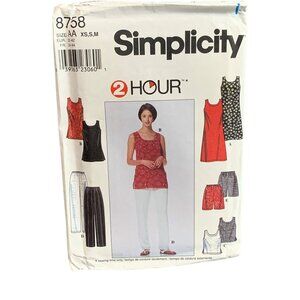 Simplicity 2-Hour Misses Sewing Pattern for Tops & Pants XS/S/M - uncut